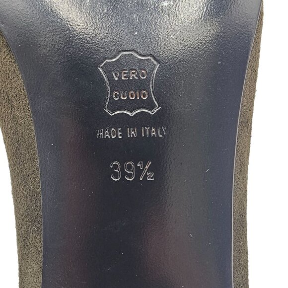 NEW Giorgio Armani Womens 9M Italian Dark Green Suede Leather Dress Shoe Heel - Picture 11 of 11